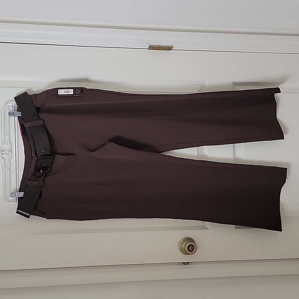 Apt 9, Size 14 Petite, Chocolate Brown Trousers with Belt, NEW with Tags